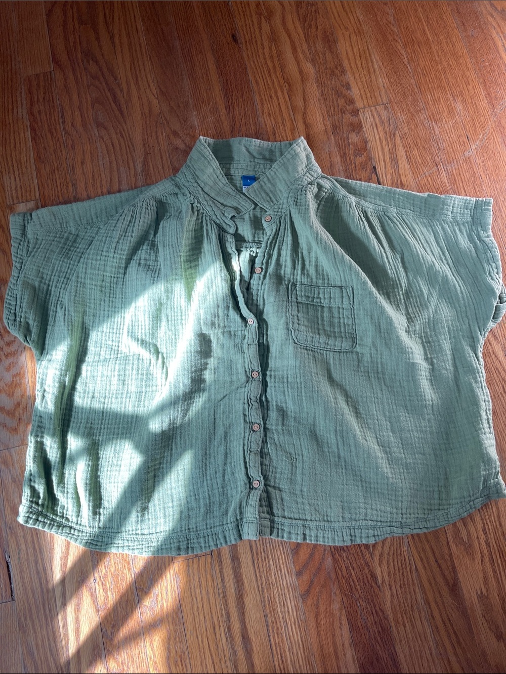 Old Navy Sage Green Button-Front women Top